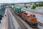 BNSF 4224 leads 276 past the Amtrak Station